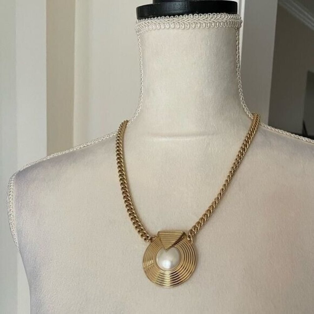 Vintage Park Lane Necklace Faux Pearl Pendant